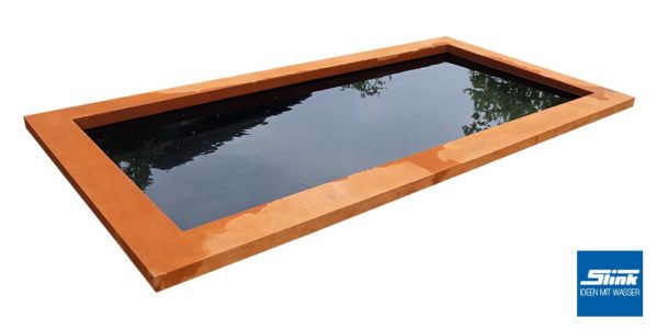 Randabdeckung Teichbecken, GFK_Becken rand, Wasser im Garten, Cortenstahl, Corten, Rost