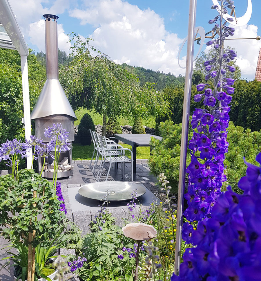 Edelstahlschale, Wasserschale, Moderner Gartenbrunnen, Ideen für Gartengestaltung