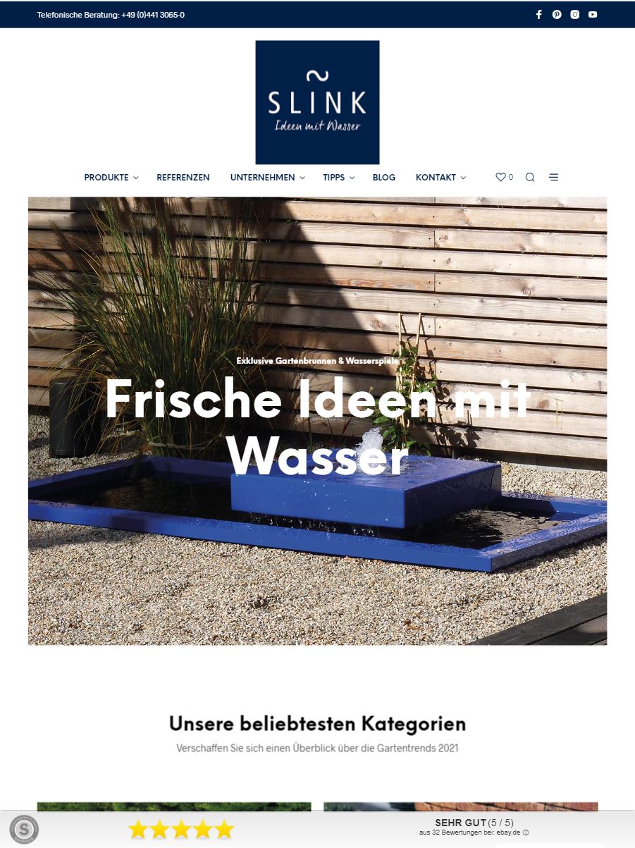 Slink Ideen mit Wasser Tablet Homepage