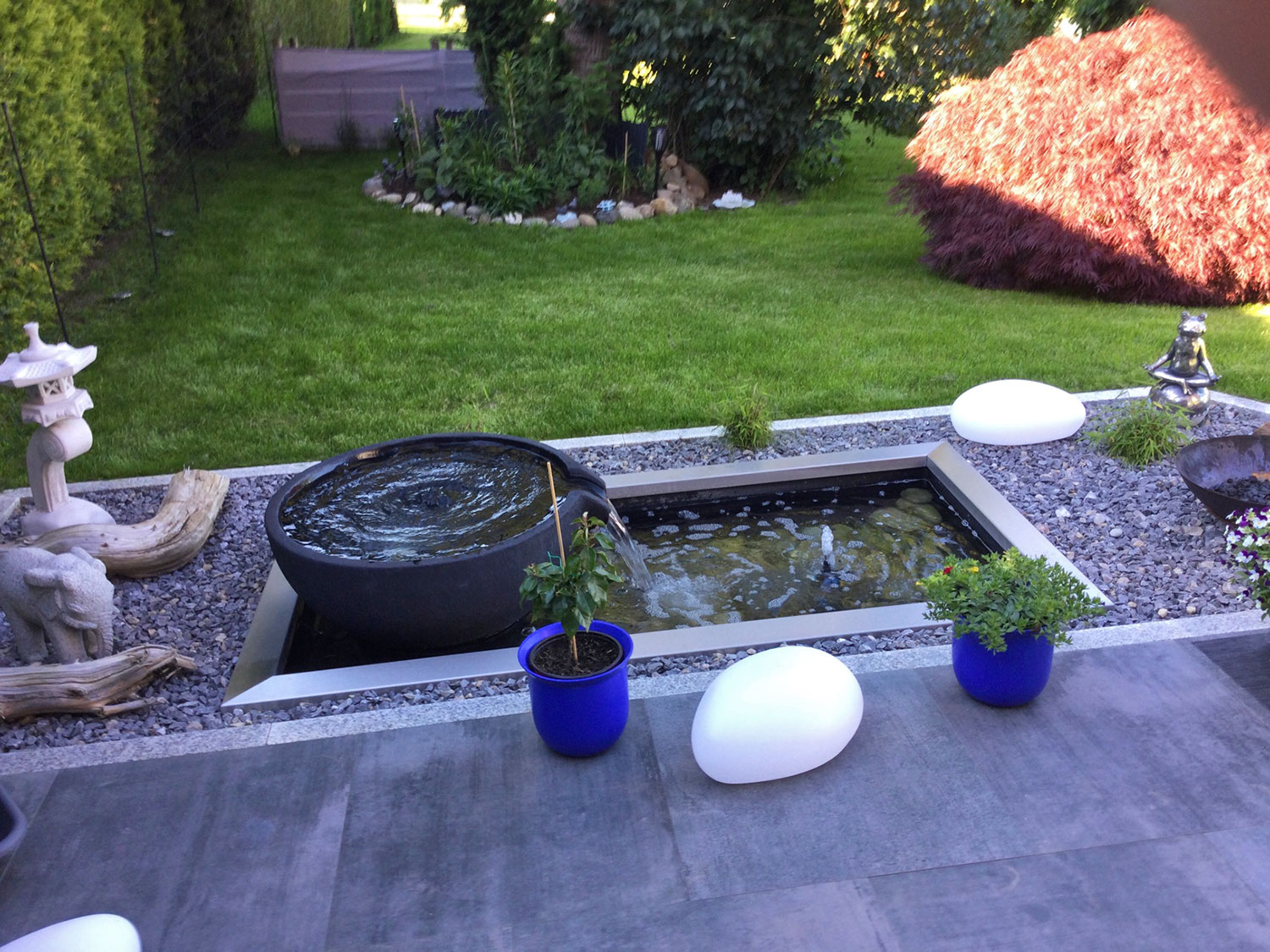 Schalenbrunnen Brunnenschale Wasserfall-Schale Wasserschale Gartenbrunnen