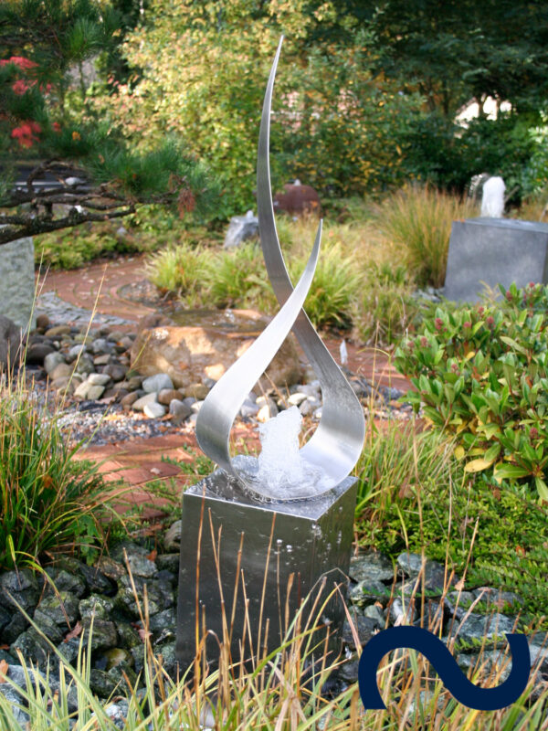 Gartenbrunnen, Edelstahlbrunnen, Luxus, Elegant, beleuchtet, Springbrunnen, modern, Architekt, Zierbrunnen