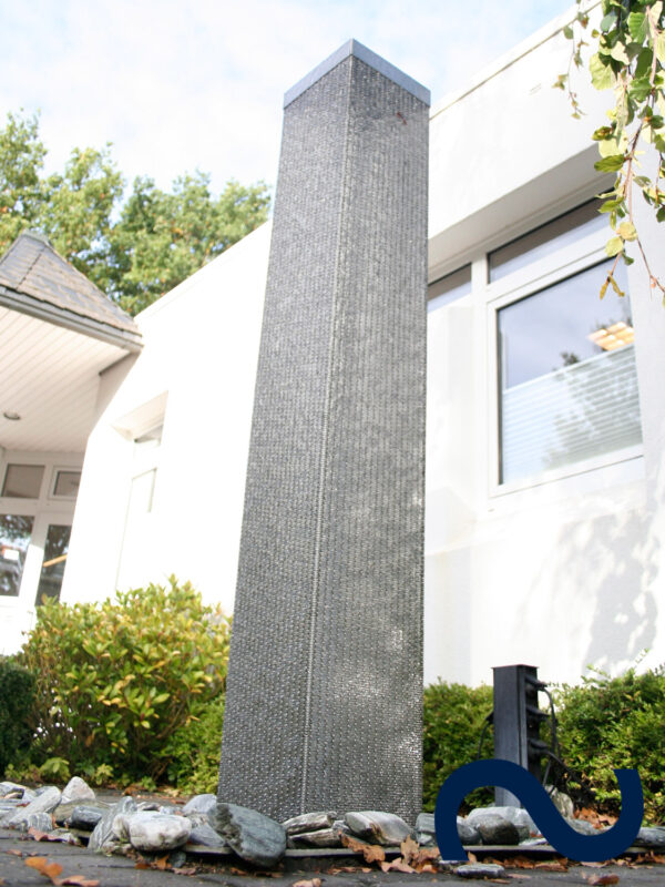 hoch Gartenbrunnen, Edelstahlbrunnen, Luxus, Elegant, beleuchtet, Springbrunnen, modern, Architekt