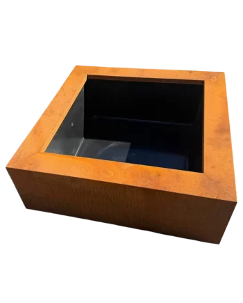 Wasserbecken 100x100x35 cm aus GFK mit Cortenstahlumrandung Hochteich Garten